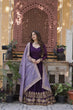 Load image into Gallery viewer, Purple Embroidered Star Georgette Gown with Gold Crush Sequins Dupatta ClothsVilla