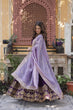 Load image into Gallery viewer, Purple Embroidered Star Georgette Gown with Gold Crush Sequins Dupatta ClothsVilla
