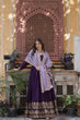Load image into Gallery viewer, Purple Embroidered Star Georgette Gown with Gold Crush Sequins Dupatta ClothsVilla