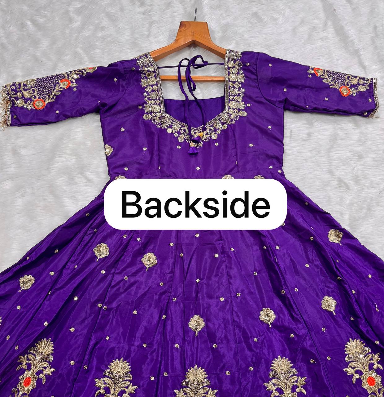 Purple Embroidered Zari Sequins Gown ClothsVilla