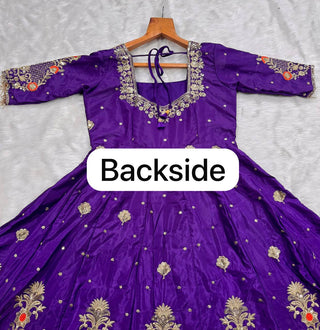 Purple Embroidered Zari Sequins Gown ClothsVilla