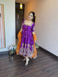 Load image into Gallery viewer, Purple Embroidered Zari Sequins Gown ClothsVilla