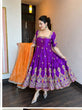 Load image into Gallery viewer, Purple Embroidered Zari Sequins Gown ClothsVilla