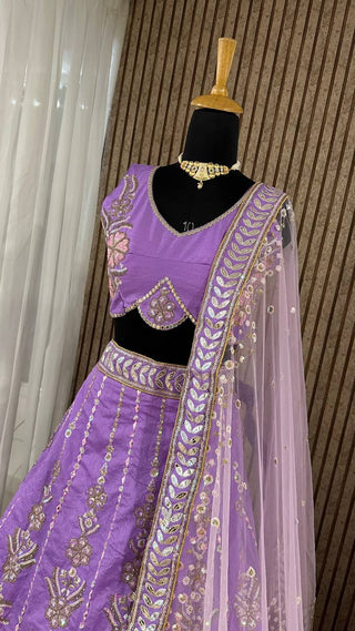 Purple Enchanting Eventide Elegance – Slub Silk Lehenga Set ClothsVilla