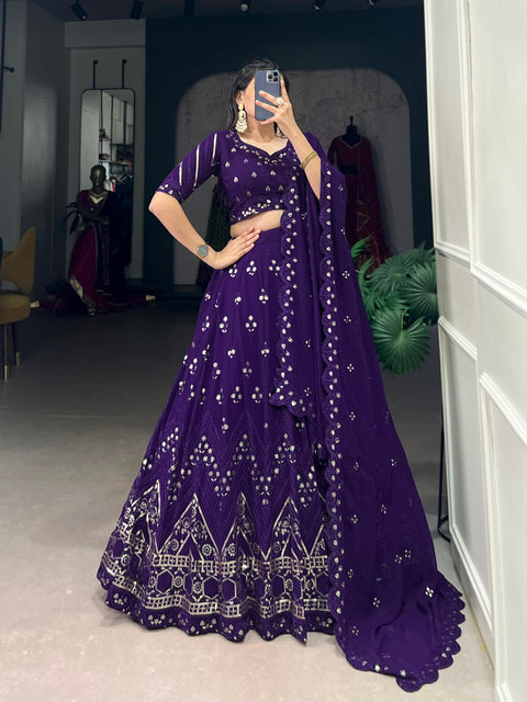 Purple Ethereal Elegance Georgette Lehenga with Intricate Sequins Embroidery Main image