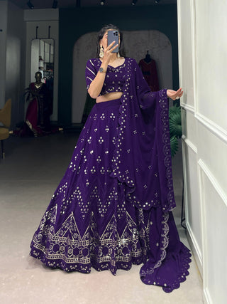 Purple Ethereal Elegance Georgette Lehenga with Intricate Sequins Embroidery