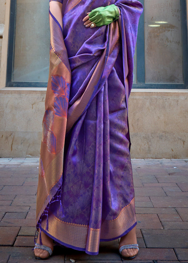 Purple Ethereal Organza Silk Saree – Graceful & Glamorous Drape ClothsVilla