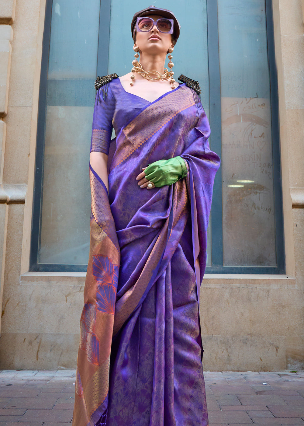 Purple Ethereal Organza Silk Saree – Graceful & Glamorous Drape ClothsVilla
