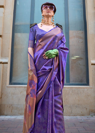 Purple Ethereal Organza Silk Saree – Graceful & Glamorous Drape ClothsVilla