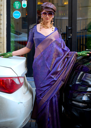 Purple Ethereal Organza Silk Saree – Graceful & Glamorous Drape ClothsVilla
