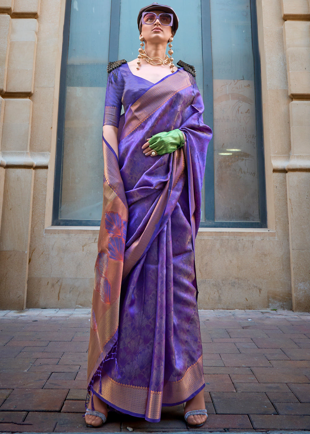 Purple Ethereal Organza Silk Saree – Graceful & Glamorous Drape ClothsVilla