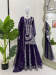Load image into Gallery viewer, Purple Ethnic Elegance Faux Georgette Thread &amp; Sequin Embroidered Suit Set ClothsVilla