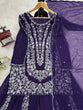 Load image into Gallery viewer, Purple Ethnic Elegance Faux Georgette Thread &amp; Sequin Embroidered Suit Set ClothsVilla