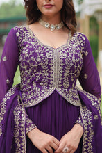 Load image into Gallery viewer, Purple Faux Blooming Gown With Sequins-Multi Embroidery ClothsVilla