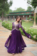 Load image into Gallery viewer, Purple Faux Blooming Gown With Sequins-Multi Embroidery ClothsVilla