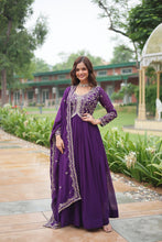 Load image into Gallery viewer, Purple Faux Blooming Gown With Sequins-Multi Embroidery ClothsVilla