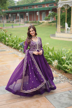 Load image into Gallery viewer, Purple Faux Blooming Gown With Sequins-Multi Embroidery ClothsVilla