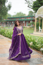 Load image into Gallery viewer, Purple Faux Blooming Gown With Sequins-Multi Embroidery ClothsVilla