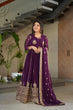 Load image into Gallery viewer, Purple Faux Blooming Luxury Designer Gown Set with Zari &amp; Sequins Embroidery Dupatta Included ClothsVilla