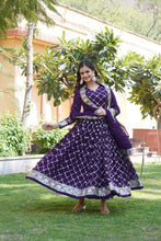 Load image into Gallery viewer, Purple Faux Blooming Sequin Embroidered Gown with Dupatta ClothsVilla