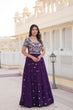 Load image into Gallery viewer, Purple Faux Blooming Sequin Ready to Wear Embroidered Gown ClothsVilla