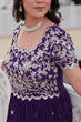 Load image into Gallery viewer, Purple Faux Blooming Sequin Ready to Wear Embroidered Gown ClothsVilla