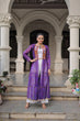 Load image into Gallery viewer, Purple Faux Georgette Bandhani Shrug with Kutchi Patchwork ClothsVilla