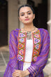 Load image into Gallery viewer, Purple Faux Georgette Bandhani Shrug with Kutchi Patchwork ClothsVilla