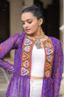 Load image into Gallery viewer, Purple Faux Georgette Bandhani Shrug with Kutchi Patchwork ClothsVilla