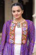 Load image into Gallery viewer, Purple Faux Georgette Bandhani Shrug with Kutchi Patchwork ClothsVilla