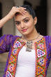 Load image into Gallery viewer, Purple Faux Georgette Bandhani Shrug with Kutchi Patchwork ClothsVilla