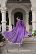 Load image into Gallery viewer, Purple Faux Georgette Bandhani Shrug with Kutchi Patchwork ClothsVilla