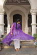 Load image into Gallery viewer, Purple Faux Georgette Bandhani Shrug with Kutchi Patchwork ClothsVilla