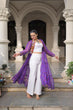 Load image into Gallery viewer, Purple Faux Georgette Bandhani Shrug with Kutchi Patchwork ClothsVilla
