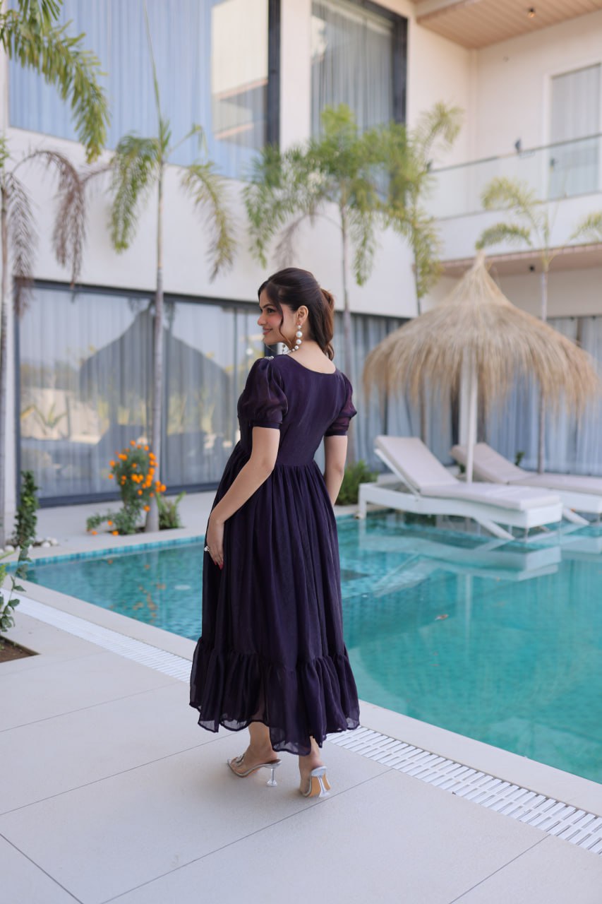 Purple Fendi Silk Embroidered Gown
