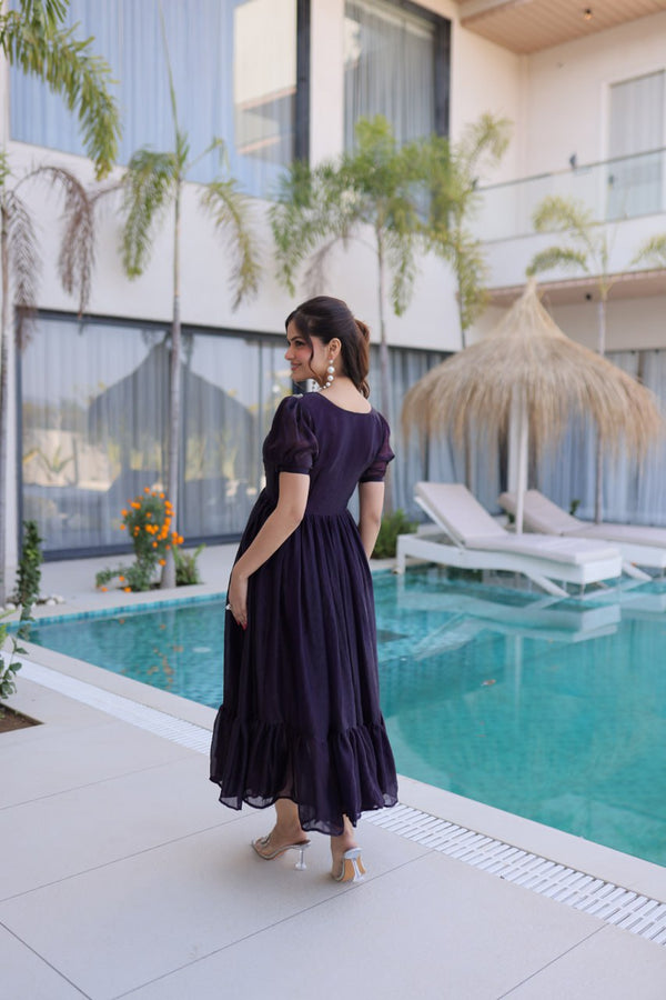 Purple Fendi Silk Embroidered Gown