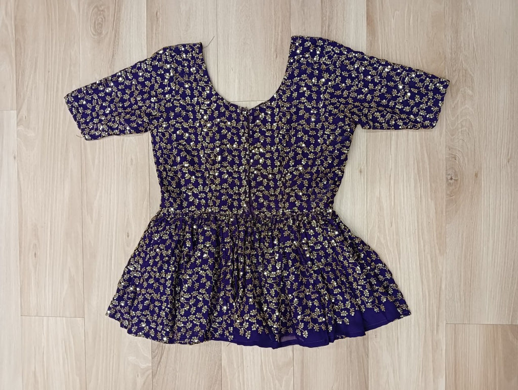 Purple Fendy Fabric Full-Stitched Lehenga Set with Sequins Embroidered Peplum Blouse ClothsVilla