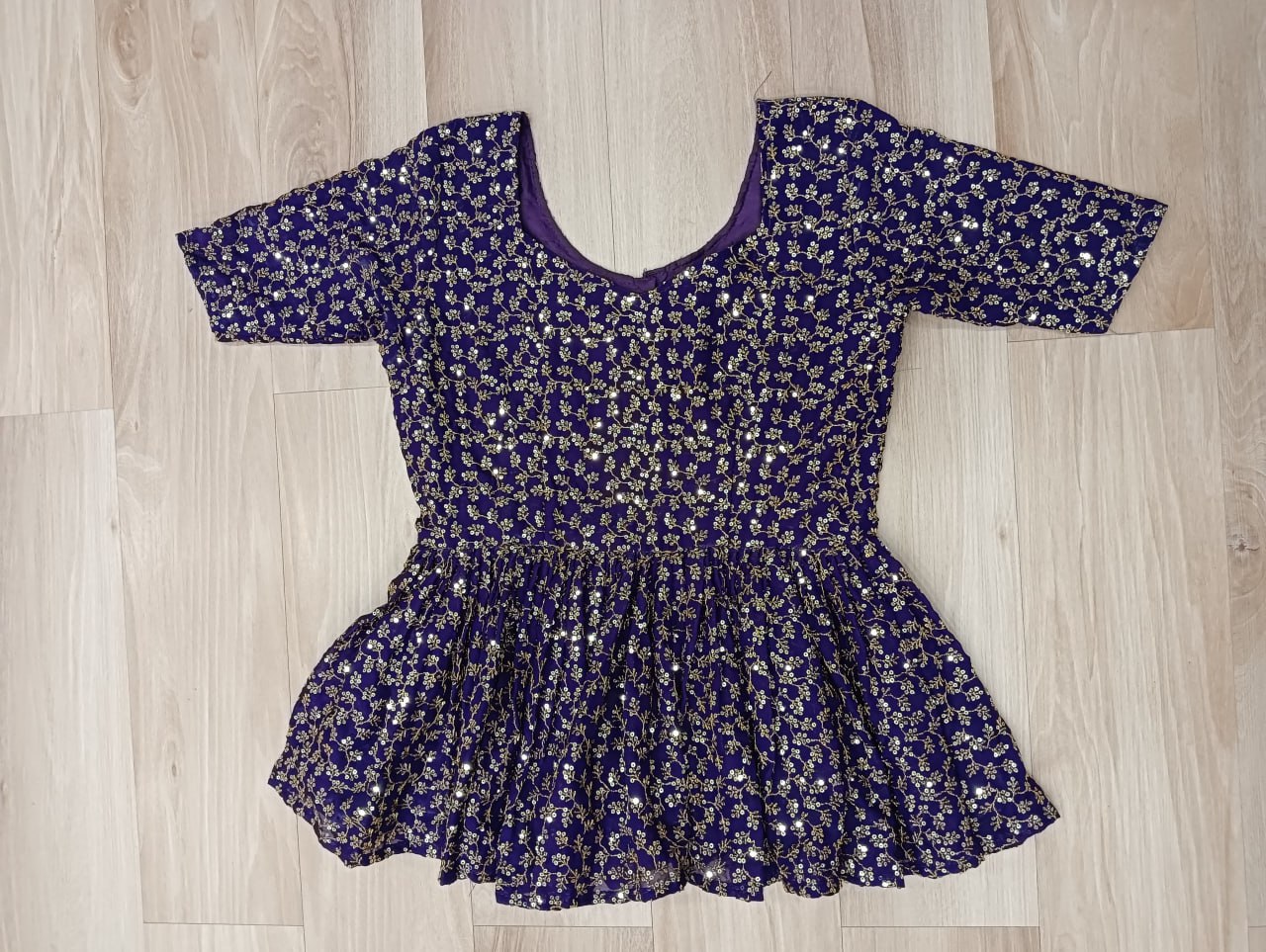 Purple Fendy Fabric Full-Stitched Lehenga Set with Sequins Embroidered Peplum Blouse ClothsVilla