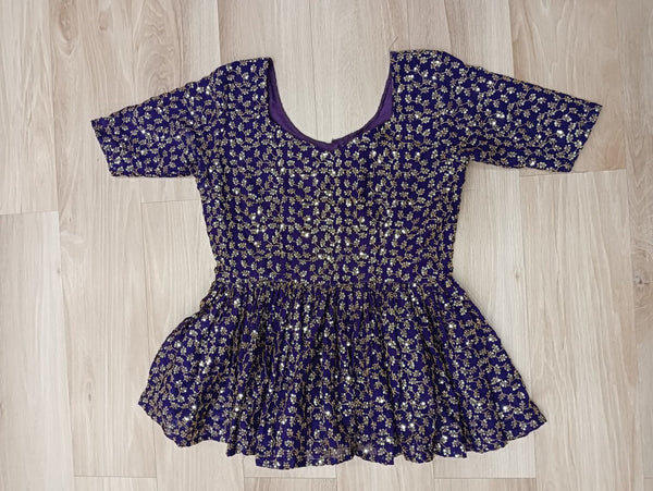 Purple Fendy Fabric Full-Stitched Lehenga Set with Sequins Embroidered Peplum Blouse ClothsVilla