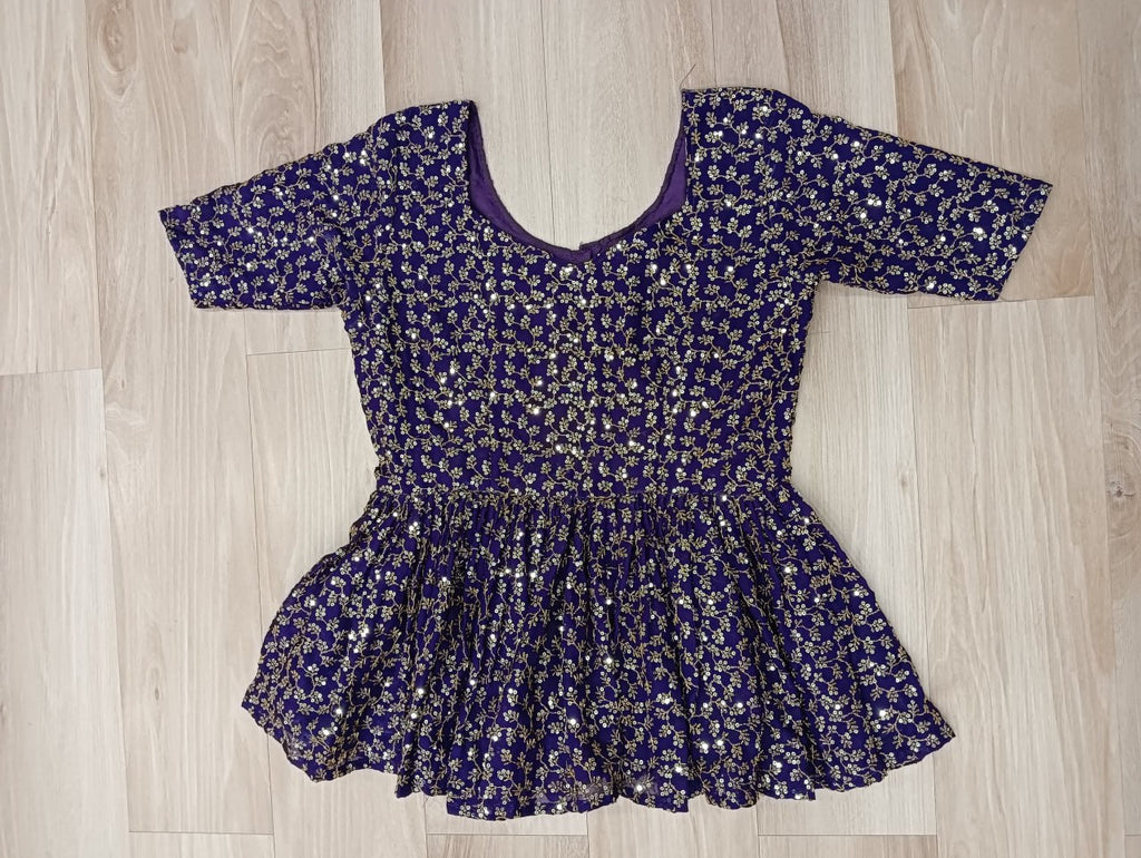 Purple Fendy Fabric Full-Stitched Lehenga Set with Sequins Embroidered Peplum Blouse ClothsVilla