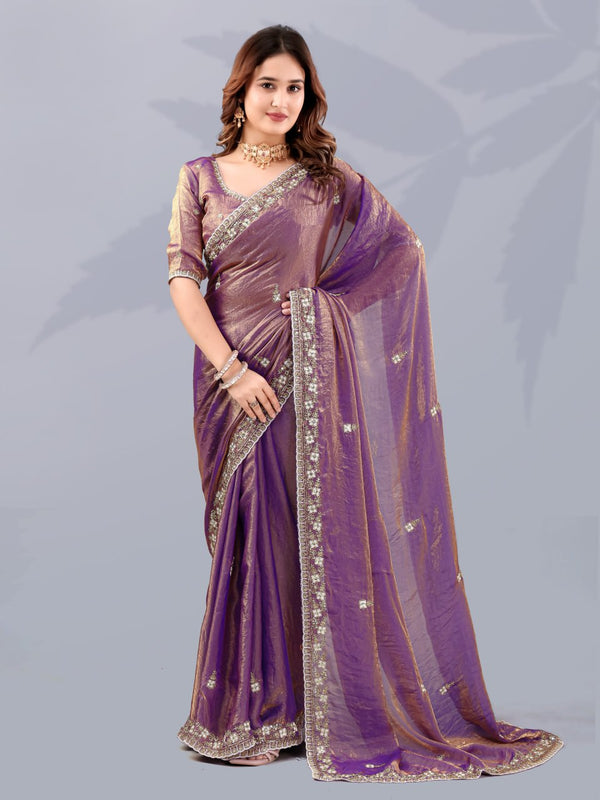 Purple Frendi Silk Saree ClothsVilla