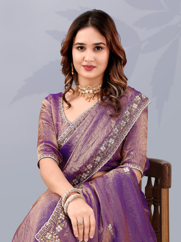 Purple Frendi Silk Saree ClothsVilla