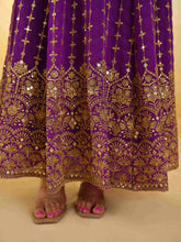 Load image into Gallery viewer, Purple Georgette Dress with Embroidery &amp; Sequins – Ready to Wear ClothsVilla