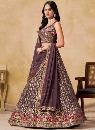 Purple Georgette Embroidered Lehenga Choli ClothsVilla