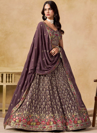 Purple Georgette Embroidered Lehenga Choli ClothsVilla