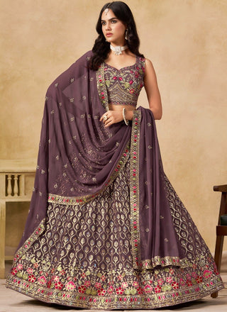 Purple Georgette Embroidered Lehenga Choli ClothsVilla