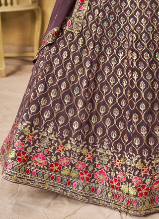Purple Georgette Embroidered Lehenga Choli ClothsVilla