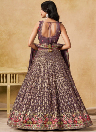 Purple Georgette Embroidered Lehenga Choli ClothsVilla
