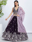 Purple Georgette Lehenga Choli Set with Sequins & Thread Embroidery ClothsVilla