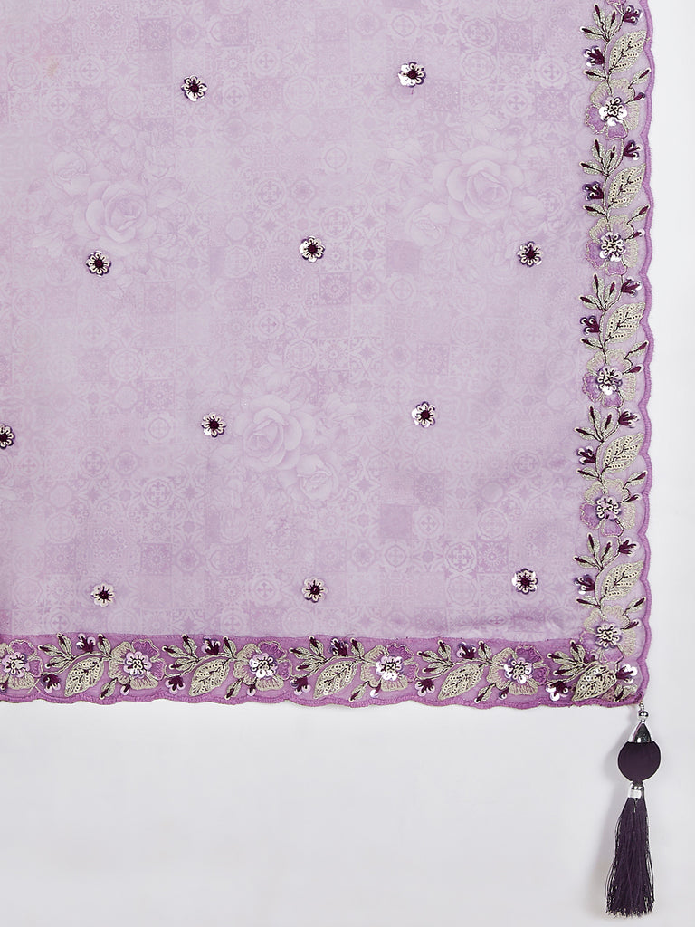 Purple Georgette Lehenga Choli Set with Sequins & Thread Embroidery ClothsVilla